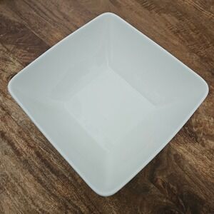 Palm Restaurant Square Serving Bowl 12" White Ceramic Heavy